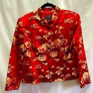 MSK Silk Embroidered Mandarin Collar Asian Influenced Blazer X-Large Petite